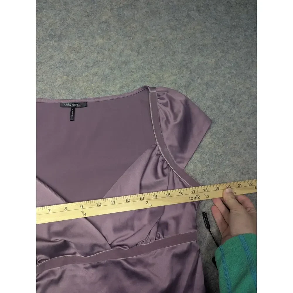 NWT Purple Y2K Babydoll Short Sleeve Satin Top Daisy Fuentes